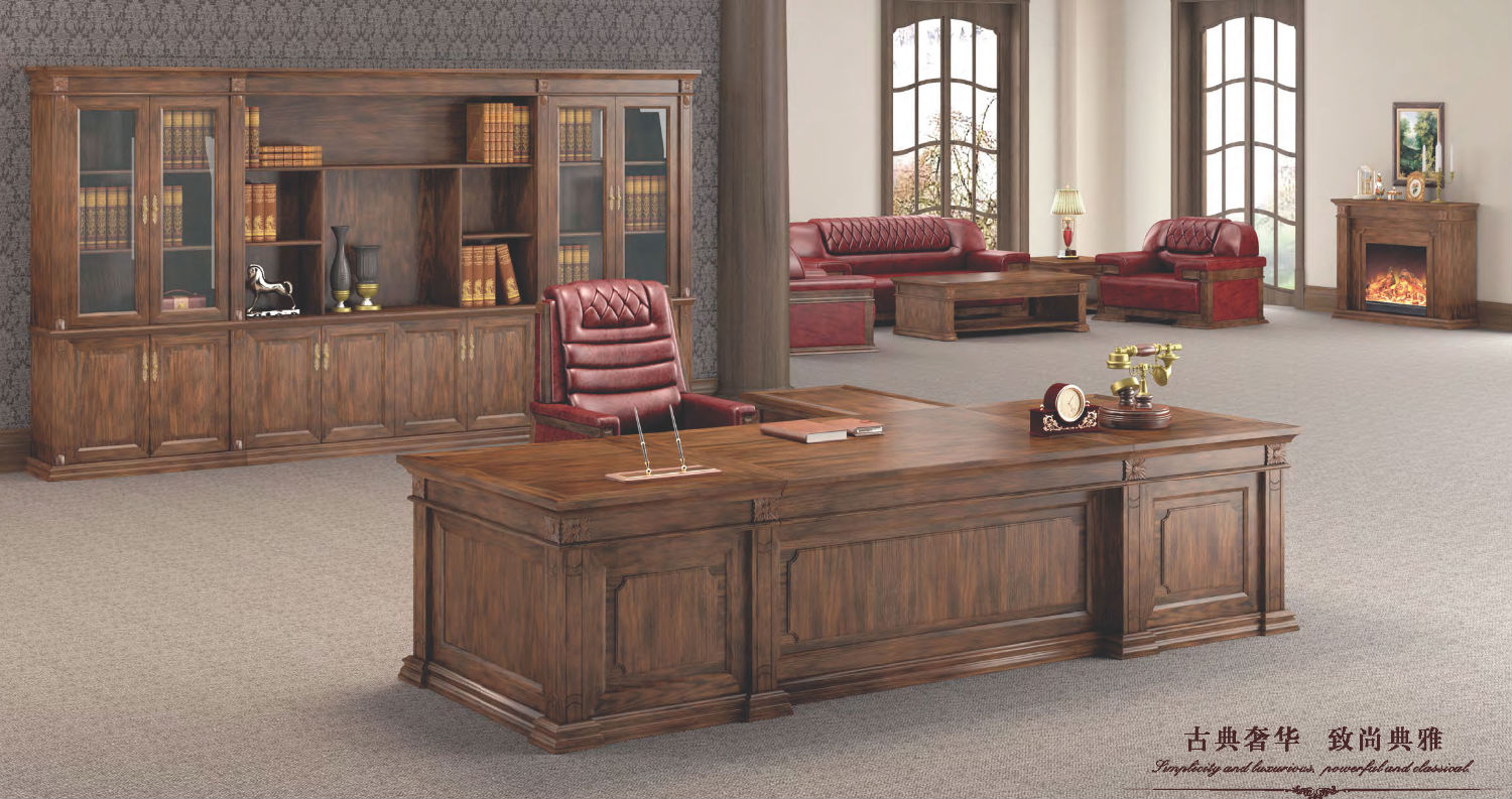 貼皮實(shí)木辦公桌