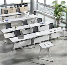 白色板式學生辦公折疊帶輪多功能員工會議培訓(xùn)條桌椅組合